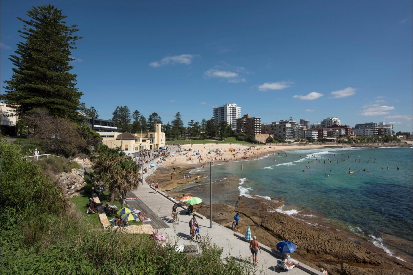 Cronulla Beach and the Esplanade walk on a sunny day