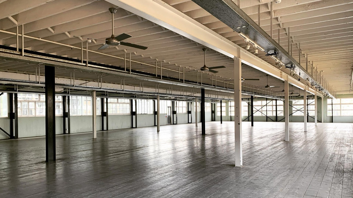 The empty timber-floored Mould Loft on Cockatoo Island