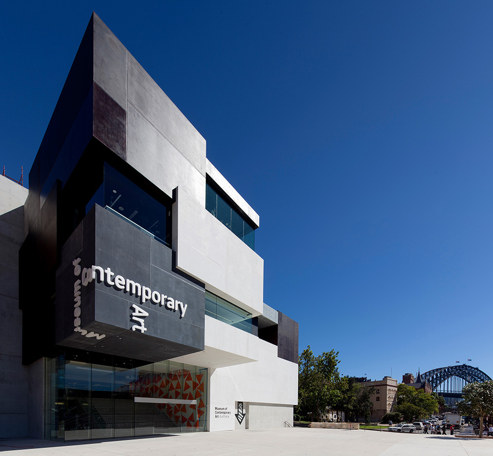 Museum of Contemporary Art Australia building at Circular Quay with the Harbour Bridge behind