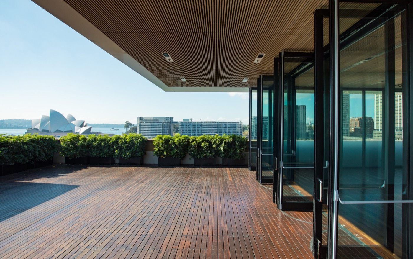 MCA Harbourside Room terrace with views to the Sydney Opera House
